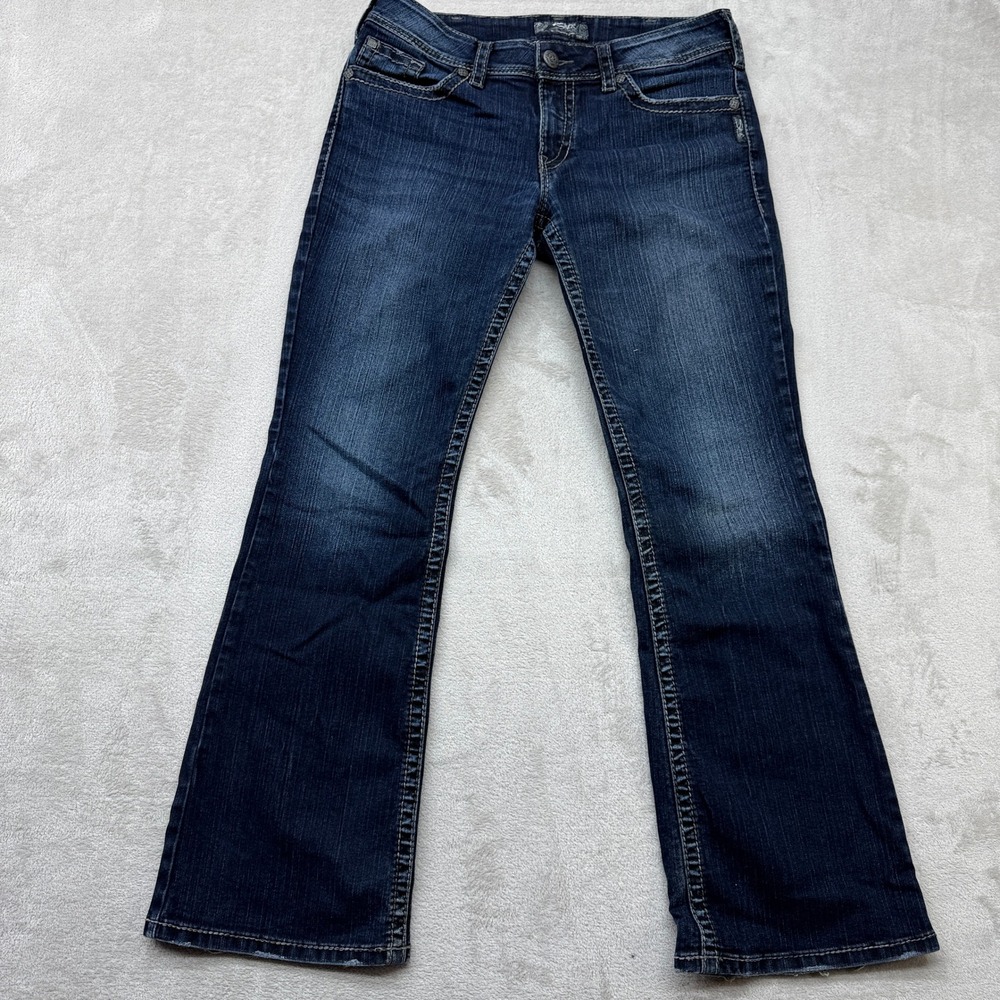 Silver Jeans Womens's 32 Suki Surplus Dark Wash Bootcut Embroidered Flap Pocket